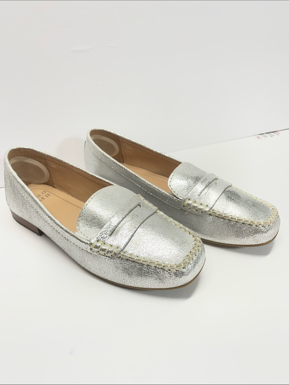 Donald J. Pliner Metallic Silver Penny Loafers